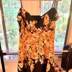 Black yellow/orange flowers high low dress size 16